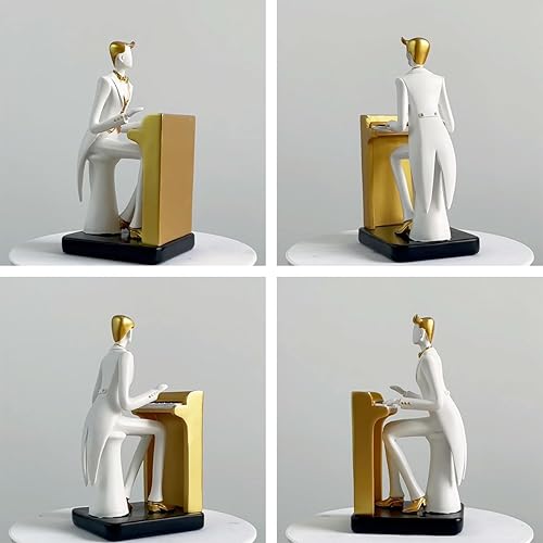 Miniatura 4 de HAUCOZE Estatua de decoración de música, músico, Figuirne, piano, escultura, regalos, artes caseras, poliresina, 8.5 pulgadas