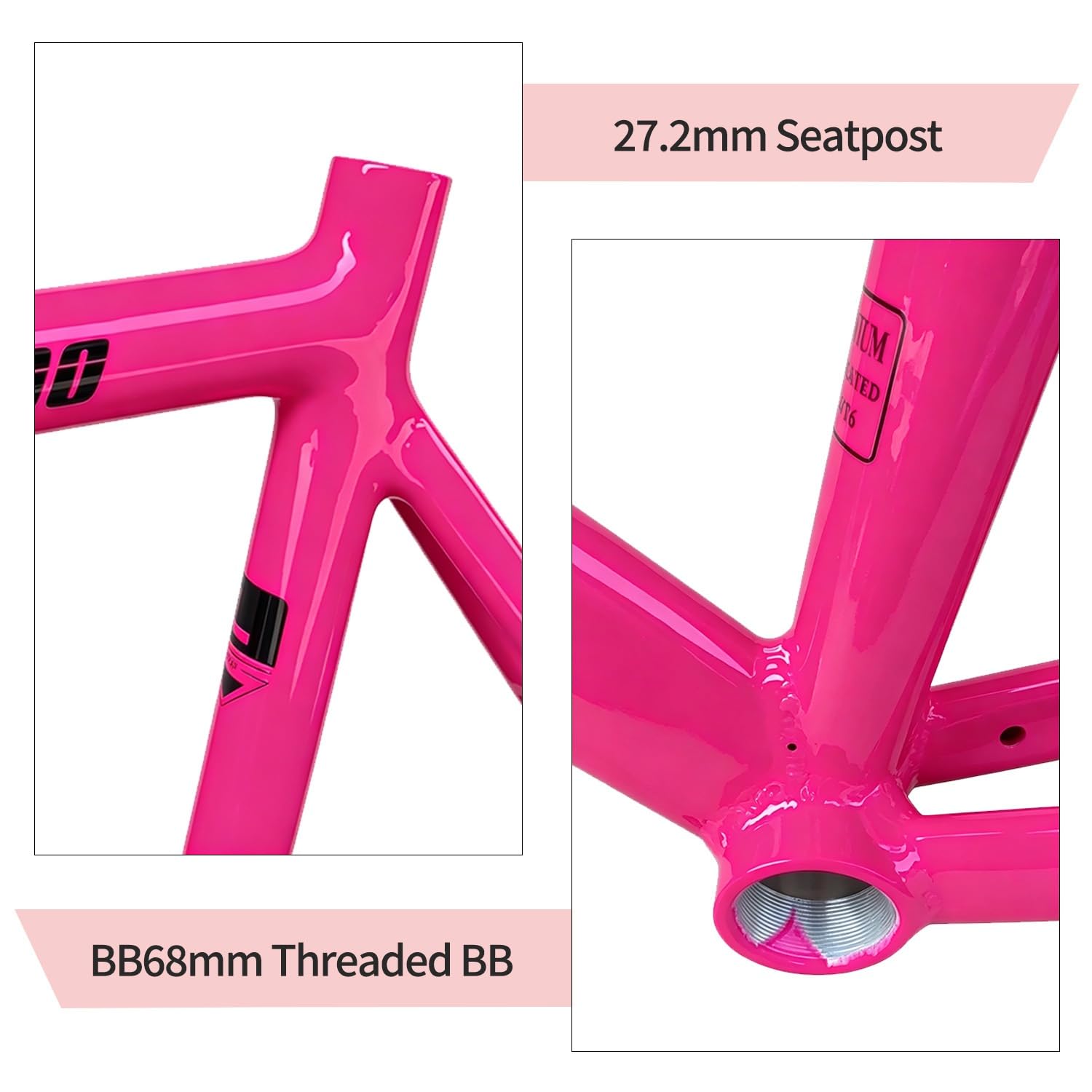 700C Cuadro de bici de piñón fijo 49 52 55 58CM freno de C 100/120mm QR | Marco de bicicleta de pista de carreras de aluminio, máximo 700Cx25C, BB roscado 68mm