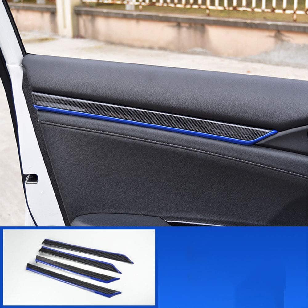 ABS Engineering Plastics,Carbon Fiber Print Inner Door Panel Stripe Cover Automobile Door Moulding Trims Accessories 8Pcs for Honda 10th Civic LX EX Sport 2016 2017 2018 2019 2020