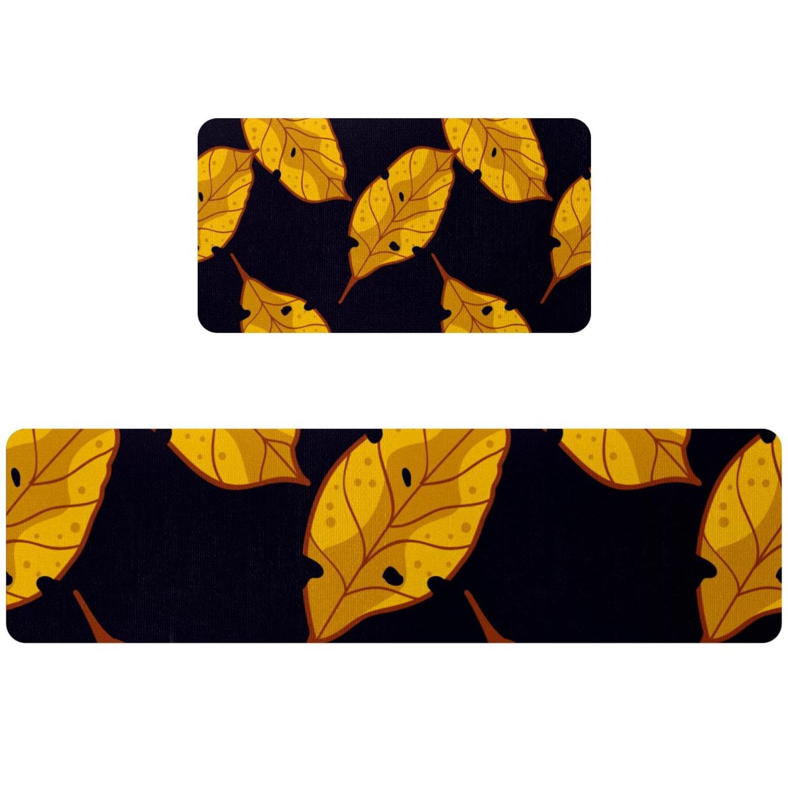 Alfombrillas de cocina con hojas de otoño para un hogar acogedor y limpio