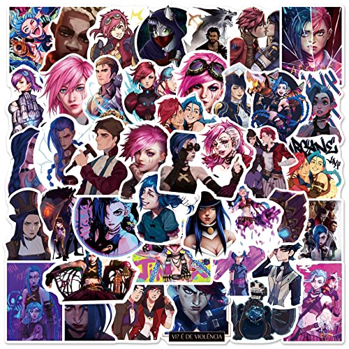 50Pcs Arcane Pegatinas, League of Legends LOL Juego Pegatinas, Anime Vinilo Impermeable Lindo Pegatinas para Portátiles Scrapbook Skateboard, Adolescentes y Adultos