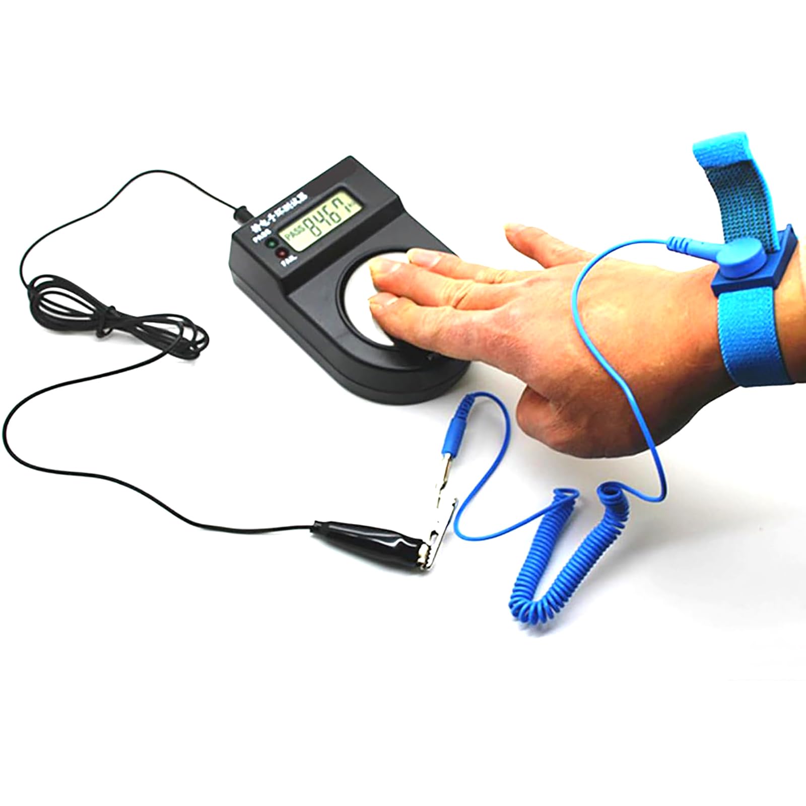 Tester per Braccialetti Antistatici, Tester Antistatico ESD per Braccialetti Antistatici per Misurazioni con Braccialetti Antistatici Cablati/Wireless, Segnale Acustico di Sicurezza