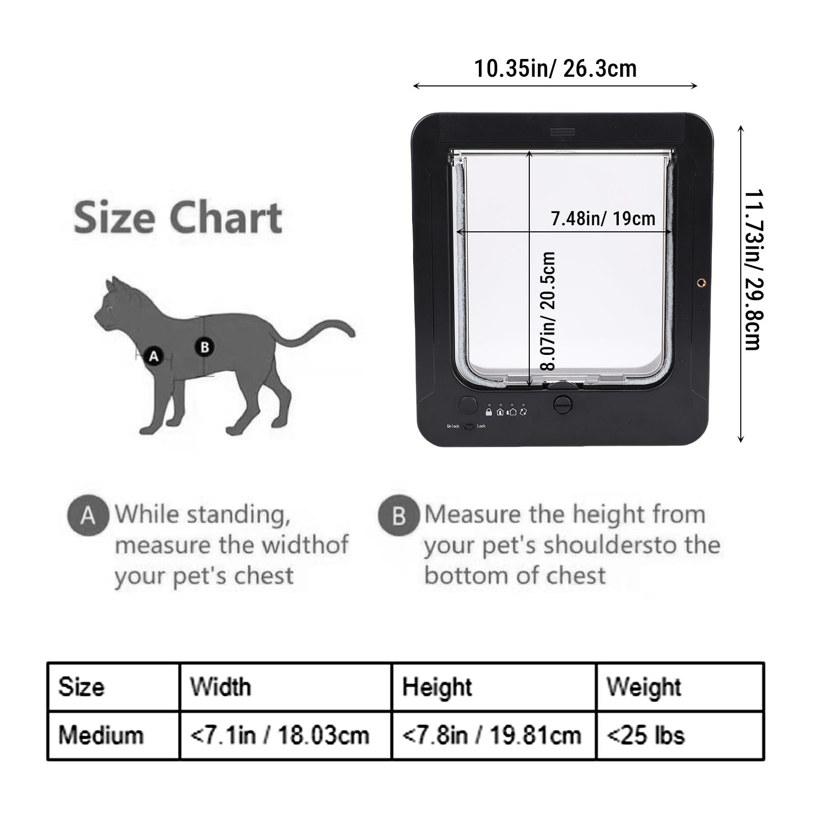 Intelligente Katzentür, Haustiertür mit Automatischem Erkennungshalsband und 2-Wege-Zugang, für Kitty Kittens Doggie