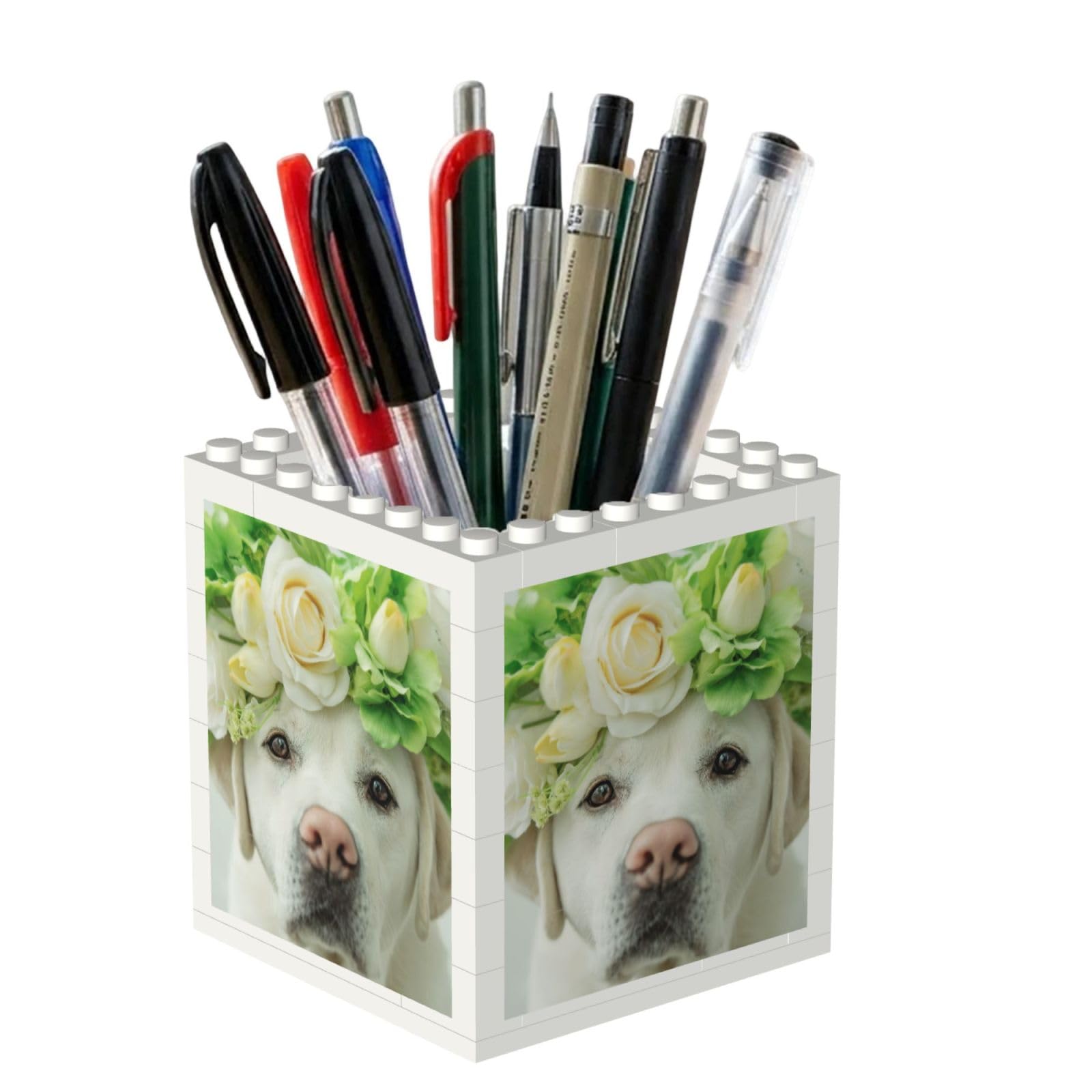 Poadnly Funny Labrador Retriever Puppy, Pen Pot Pencil Holder for Office Home School, Compact Desk Organiser for Office Stationery