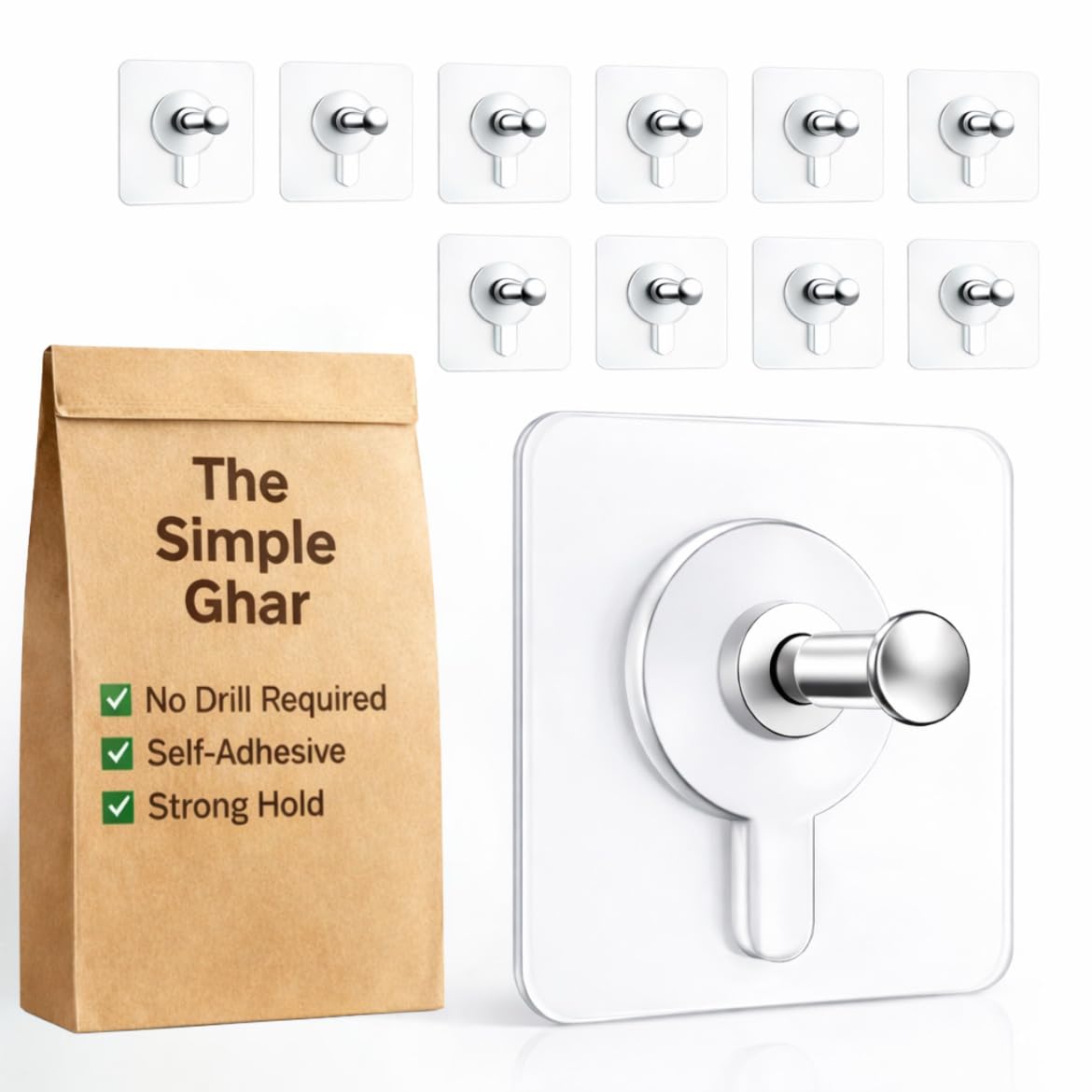 Hooks for Wall Without Drilling, Self Adhesive Hooks for Wall, Heavy Duty Strong Adhesive Hooks for Photo Frame, Wall Decor Frame, Sticky Photo Frame Hangers Waterproof-image-15