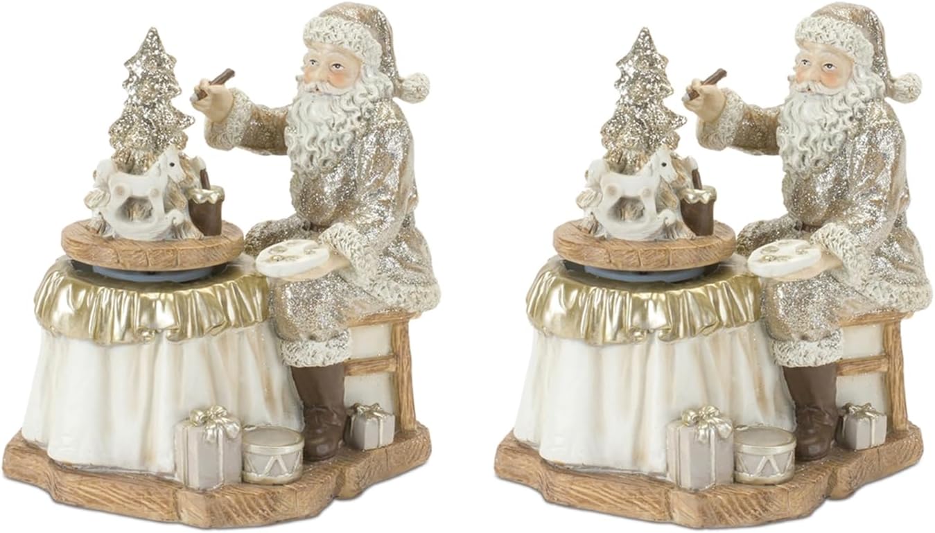 Melrose International Santa with Spinning Christmas Tree (Set of 2)