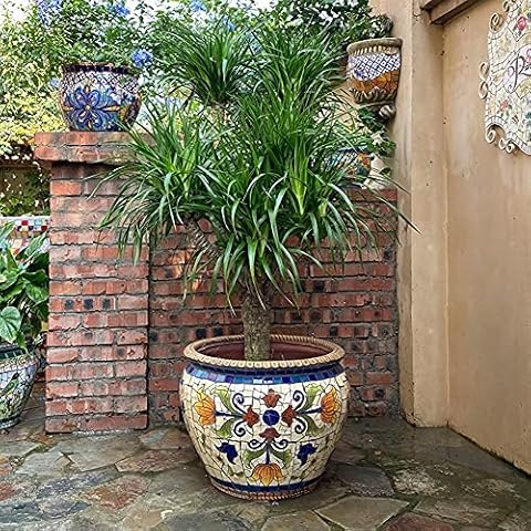 Darenbp Outdoor/Indoor Colored Ceramic Plant Pot Outdoor Courtyard Flowerpot Glazed With Saucer Round Terracotta With Drip Tray Flower Pot Clay Coloured Large Flower Pot Antique Bonsai Planter Mosaic Cover