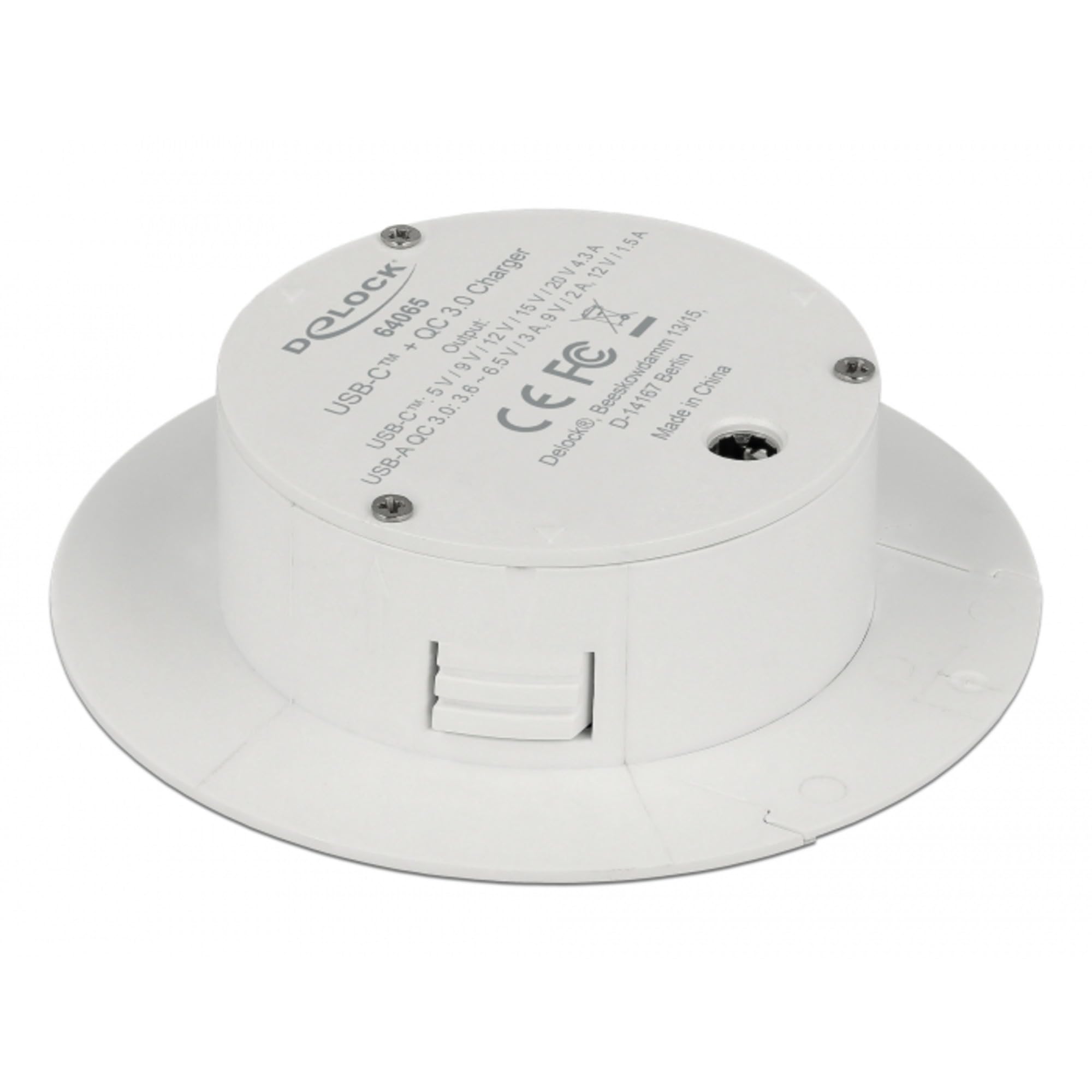 DELOCK CARGADOR USB TYPE-Câ„¢ PD 85 W + QUALCOMM QUICK CHARGE 3.0 PARA MONTAJE EN MESA