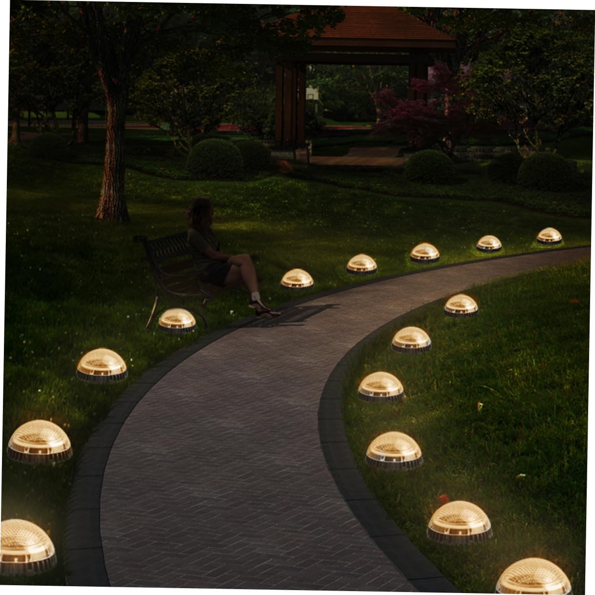 4pcs LED Solar-Powered Ground Lamps for Outdoor Garden Lawn Lighting, Warm White In-ground Disc Spotlights for Patio Pathway Landscape Decoration