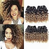 Brazilian Kinky Curly 1b 30# Hair, 8 inches 4 Bundles Cheap Virgin Human Hair 50 Gram/Bundle, 8A Unprocessed Curly Weave Bundles 1B 30# (8 8 8 8, 1B 30#)