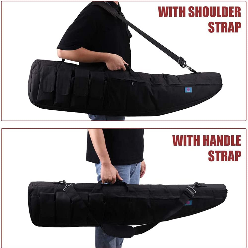 Borsa per Fucile, Custodia Pera, Borsa per il Trasporto Custodia per Fucile Custodia a Tracolla per Zaino da Caccia Borse per Sport All'Aria Aperta/Black/47In