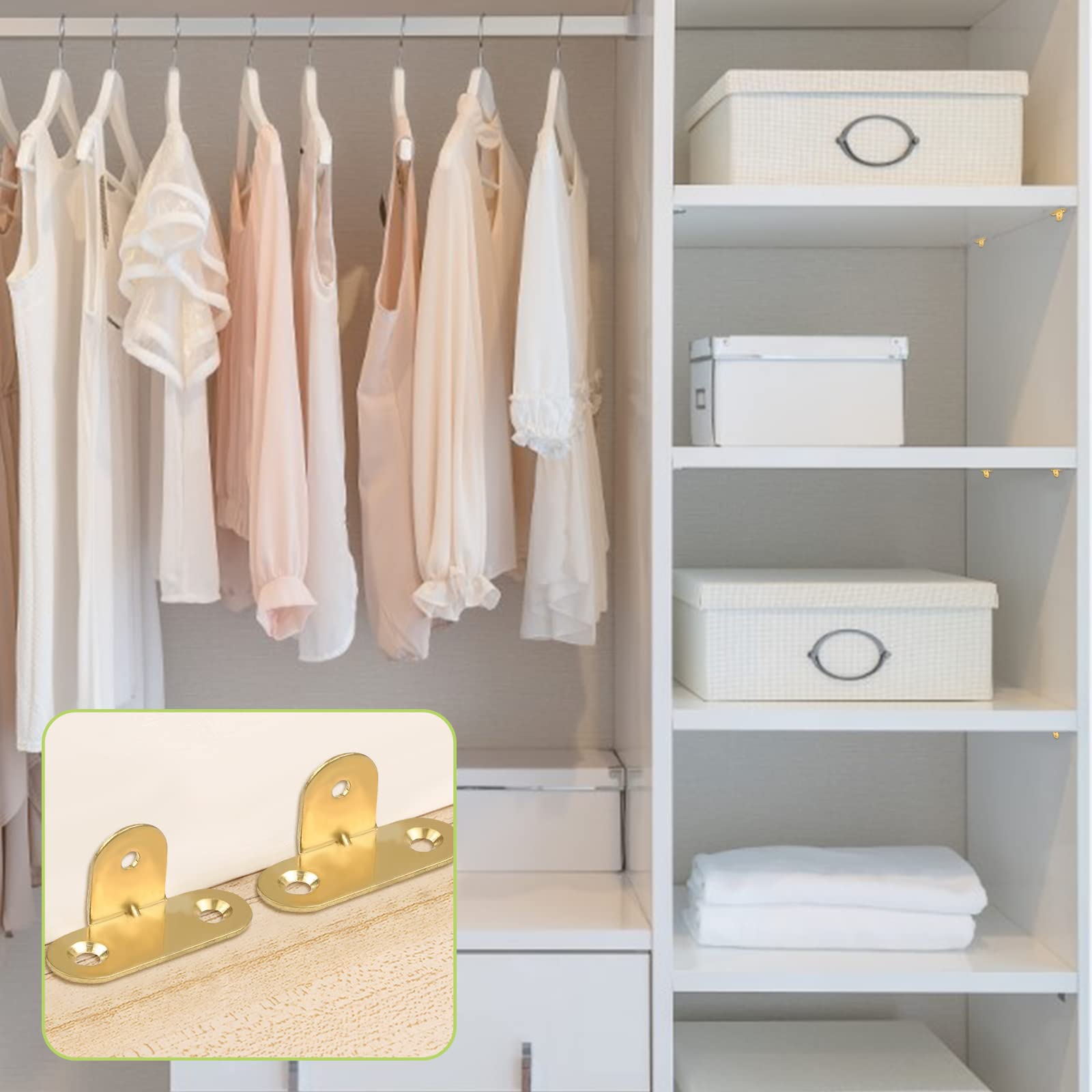 Staffe Angolari In Ottone - 12 Pezzi Con Viti - 90 Gradi Per Rinforzo Mobili - Scatola Inclusa - Foto 6