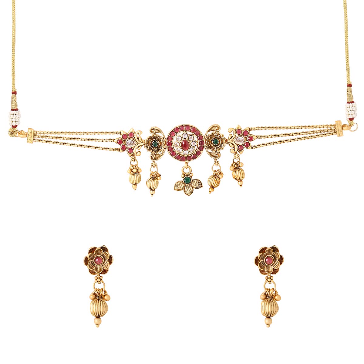 Yellow Chimes Jewellery Set For Women Gold Plated Crystal Studded Floral Designed Traditional Choker Necklace Set with Earrings For Women and Girls (B0BD43LWRL) Amazon Price History, Amazon Price Tracker