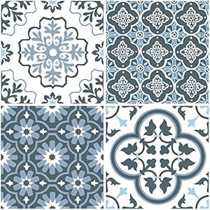 WallPops FP2951 Leyton Peel & Stick vloertegels, blauw, 30,5 x 30,5 cm