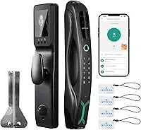 7 em 1 WIFI Fechadura Digital, Fechadura Eletronica com Camera, Reconhecimento facial 3D + Intercomunicador de Vídeo + Olho Mágico de 4 Polegadas