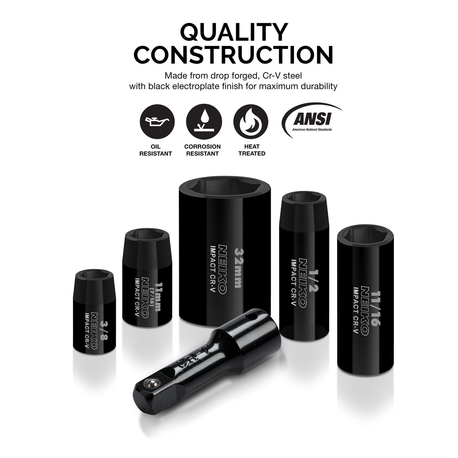 NEIKO 02443A 3/8" and 1/2" Drive Master Impact Socket Set 38 Piece