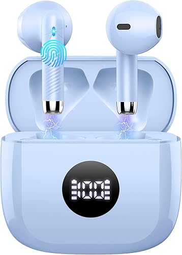 Miniatura 18 de Auriculares inalámbricos, Bluetooth 5.4, auriculares con pantalla LED de energía, bajos estéreo, auriculares Bluetooth intrauriculares con Negro