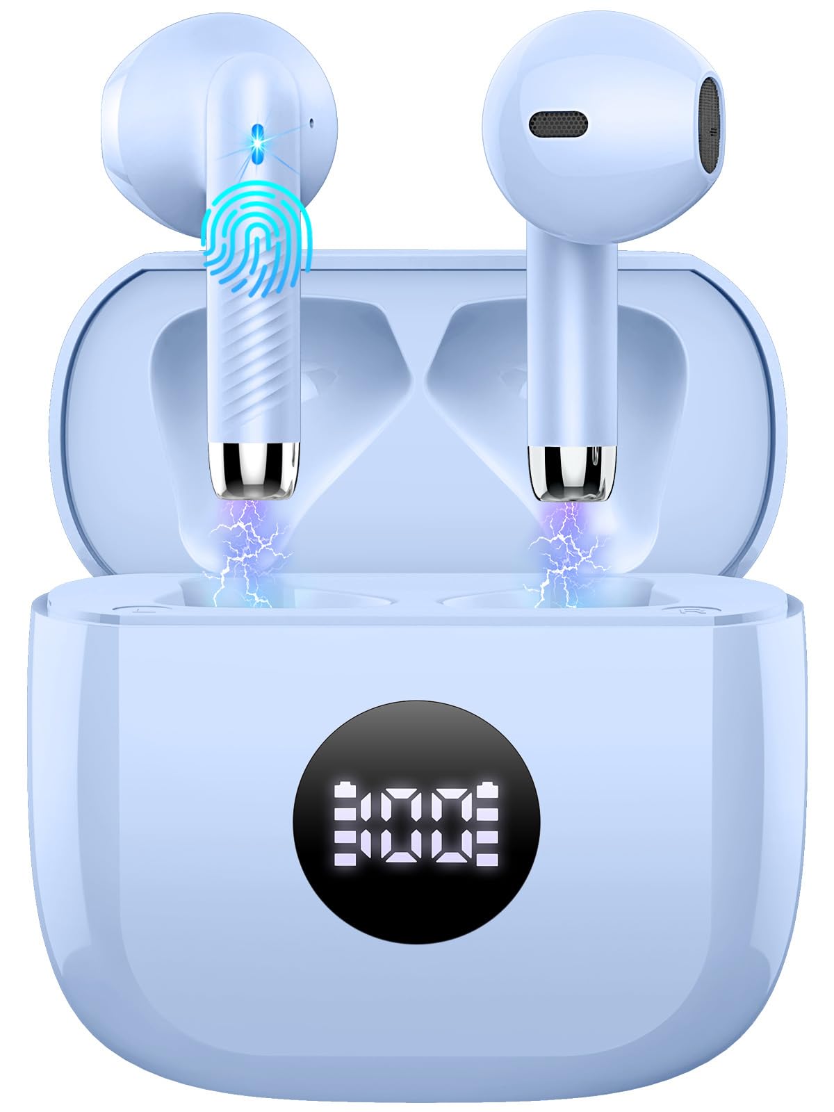 Wireless Earbuds, 2025 Bluetooth Headphones 5.4 HiFi Stereo, in-Ear Ear buds with 4 ENC Noise Cancelling Mics, 40H Playtime Sport Ear Buds with Charging Case, IP7 Waterproof Earphones with LED Display