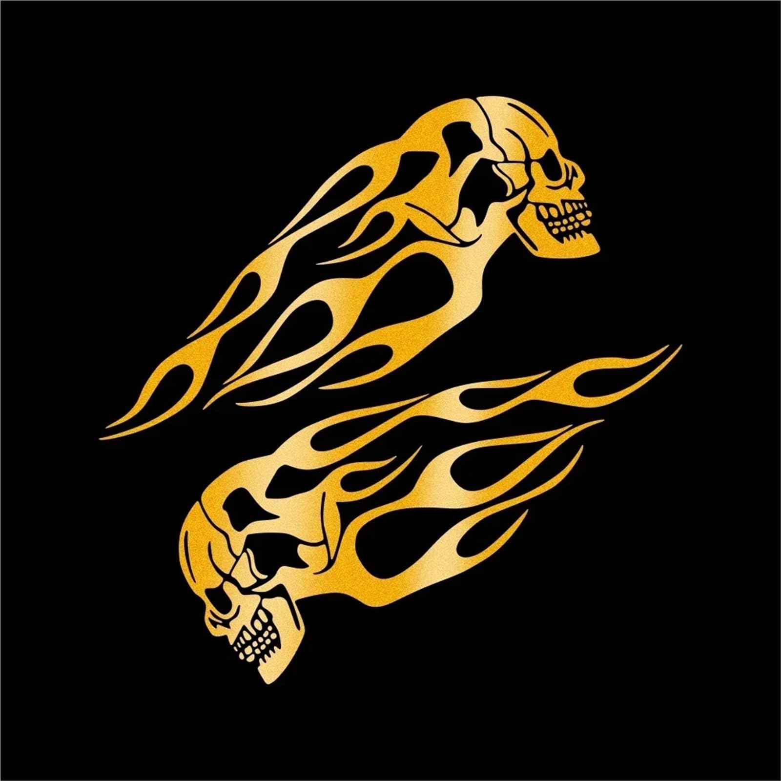 FGLFPXI 2PCS Motorcycle Stickers Creative Universal Motorbike Flame Skull Decals Tank Reflective Waterproof Decor Accessories