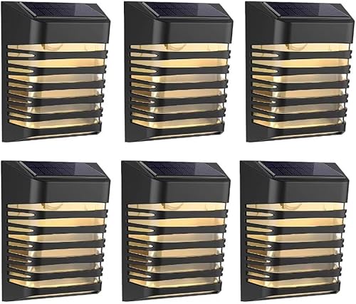 Luces solares para exteriores, paquete de 6 luces solares para terraza, luces solares para valla, 2 modos, luces solares para exteriores, luces
