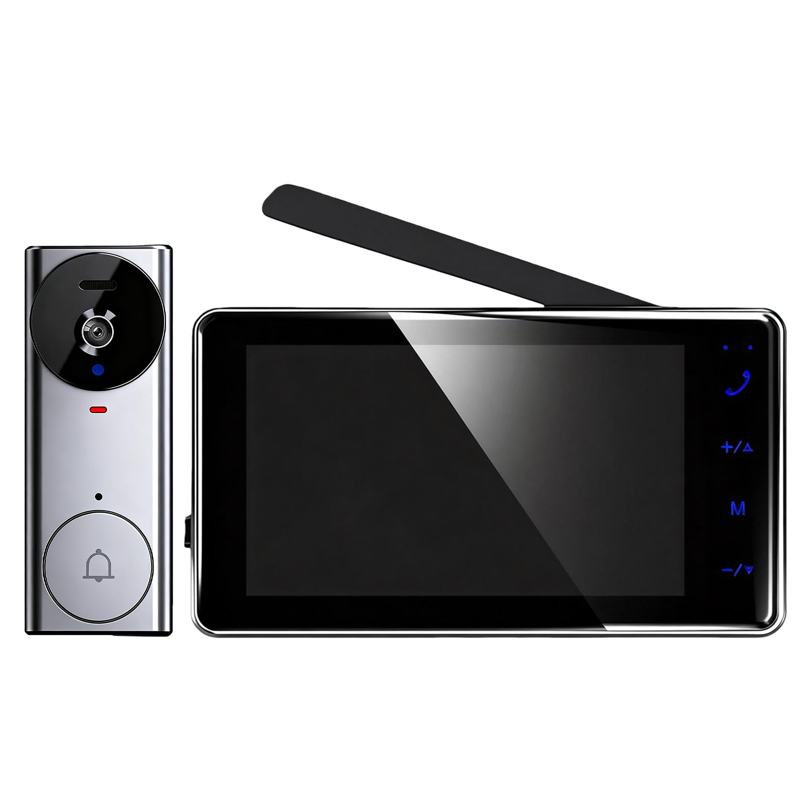 HOSPAOP Carillon de Porte sans Fil avec Caméra – Vidéophone 4,3" Écran, Sonnette Radio 2,4G, Vision Nocturne, Interphone sans WiFi, Sonnette avec Caméra pour Porte d’Entrée
