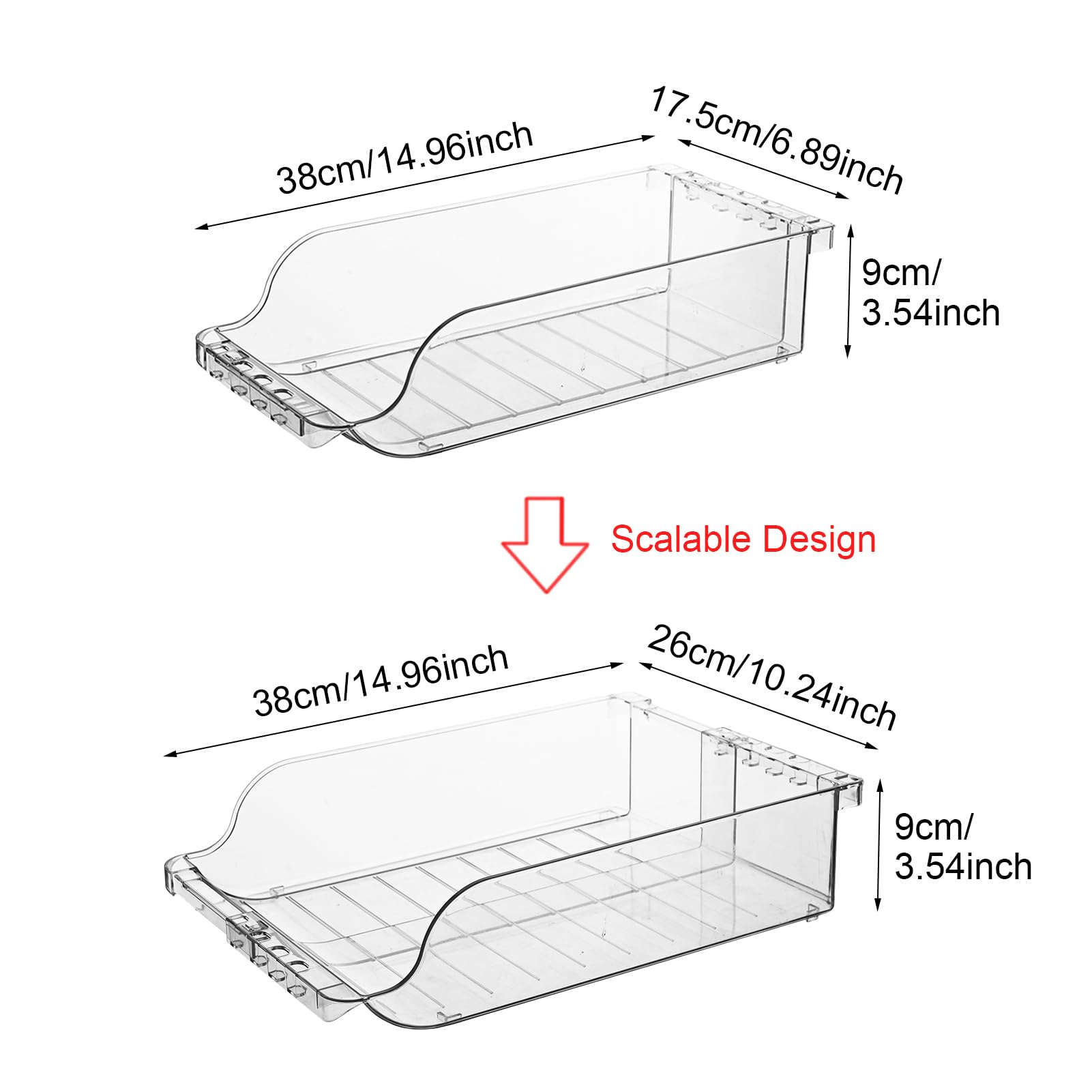 2pcs Refrigerator Storage Box Stackable Food Storage Rack Refrigerator Organizers and Storage Beer Beverage Storage Box Fruit Vegetables Pantry Bins for Kitchen