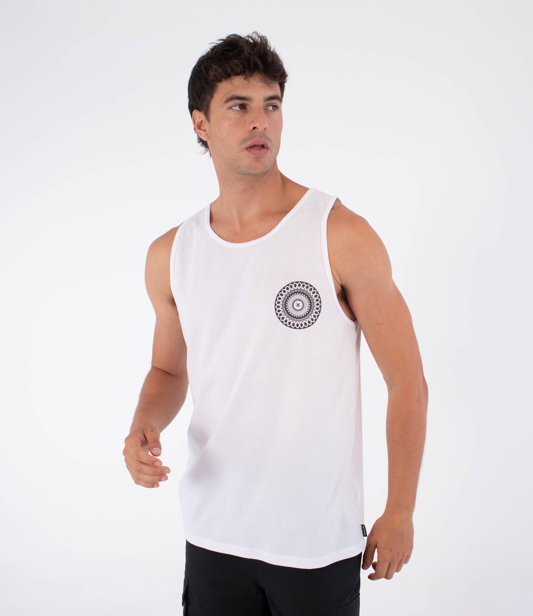 Hurley Mens Tank Top Printing Press Cordob T-Shirt, White, S EU
