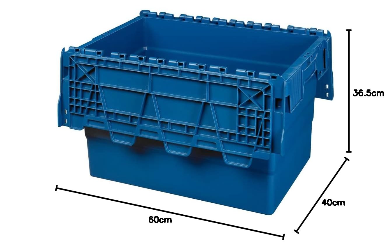 Logiplast 2 Stück Kunststoffkisten mit Deckel 60 x 40 x 36,5 cm Aufbewahrungsbox in Industriequalität