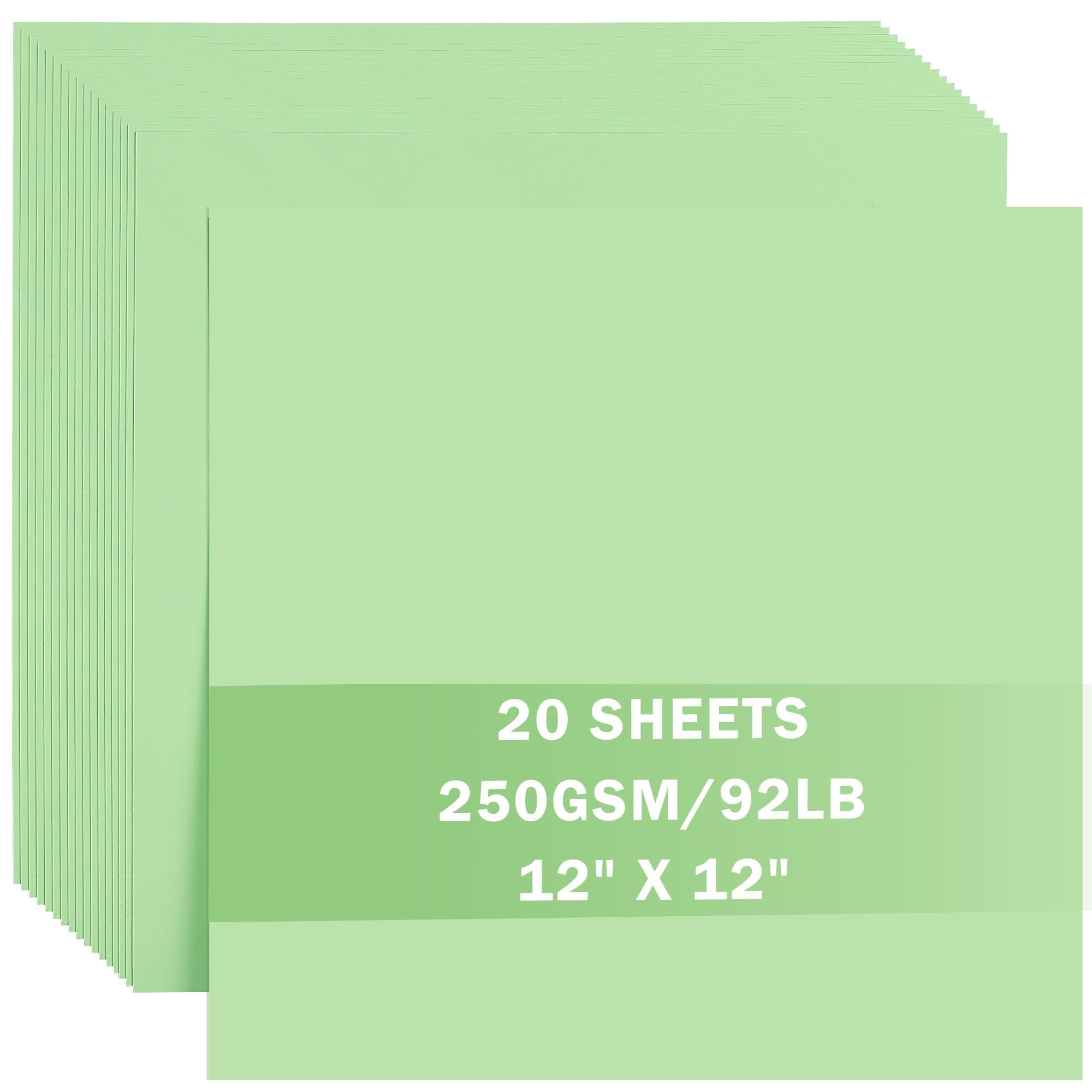 20 Sheets Light Green Cardstock 12" x 12" Card Stock 250gsm/92lb Thick Construction Paper for Cricut, Scrapbook, Crafts, Card Making UAP34LG20