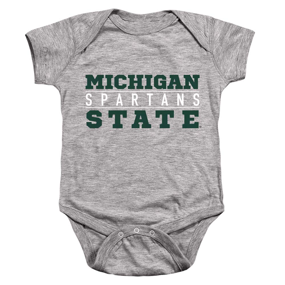 MSU Spartans Michigan State Between The Lines Unisex Infant Snap Suit for Baby, Athletic Heather, Small (6 Months)
