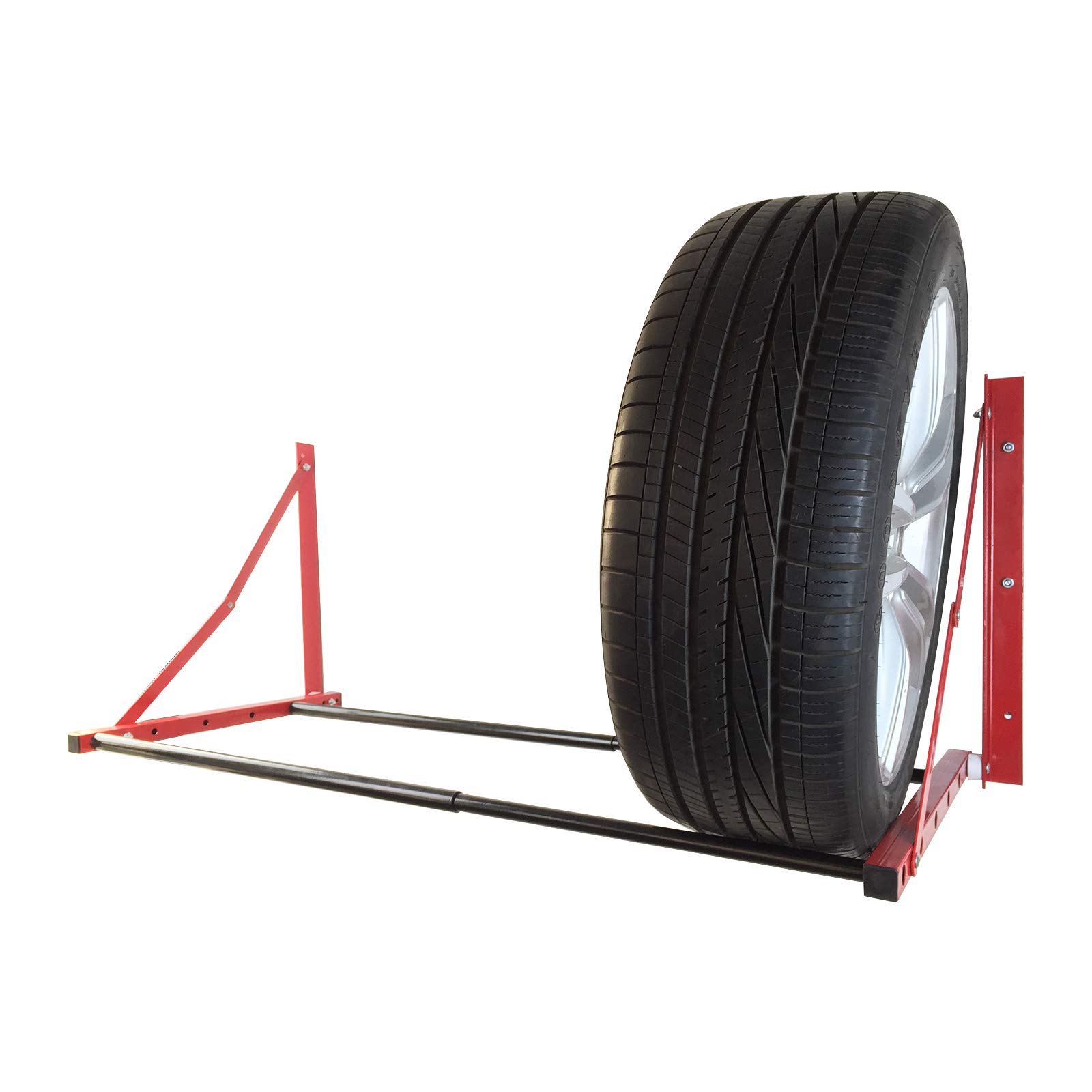ROBLOCK Folding Tire Wheel Storage Rack Wall Mount Multi-Tire Rack Garage Storage (32"-48") x 22" x 22", Red