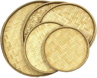 FOMIYES Round Woven Tray Woven Tray Basket Round Flat Shallow Basket Wall Art Ornament for DIY Drying Food Fruit Basket Kitchen Wall Hanging Decorations 42CM Woven Tray Craft Decor