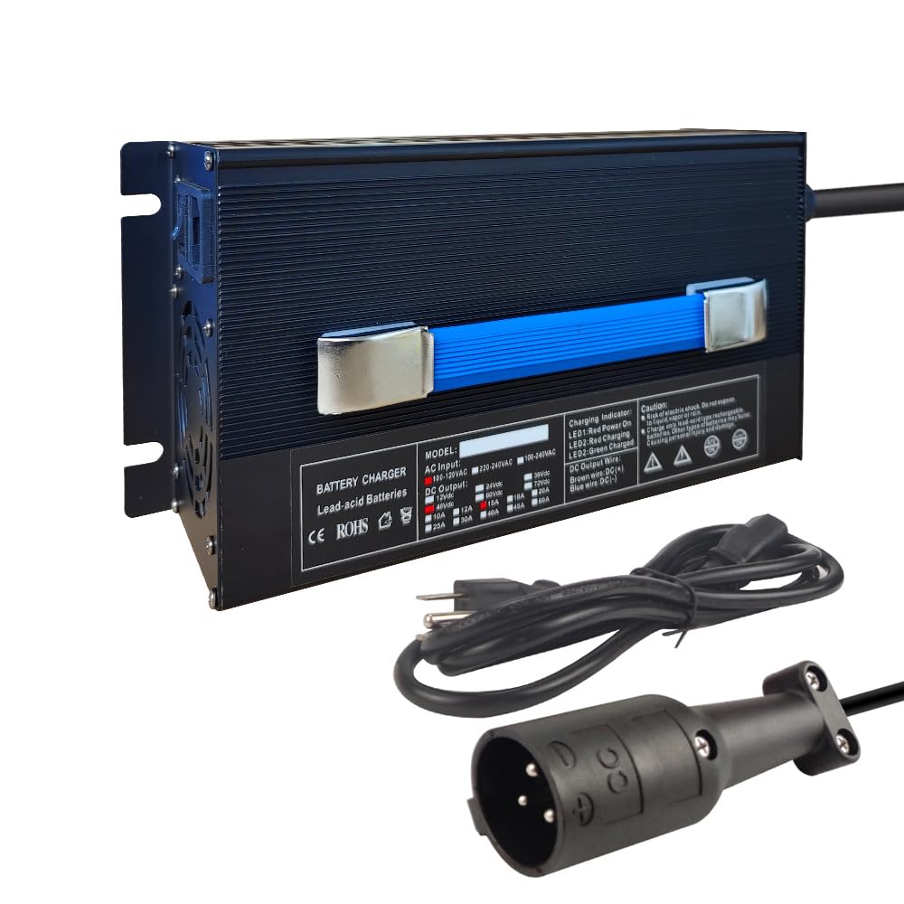Abakoo New 48 Volt 15 Amp for Club Car Golf Cart Battery Charger w/ 3 Pin Round Plug