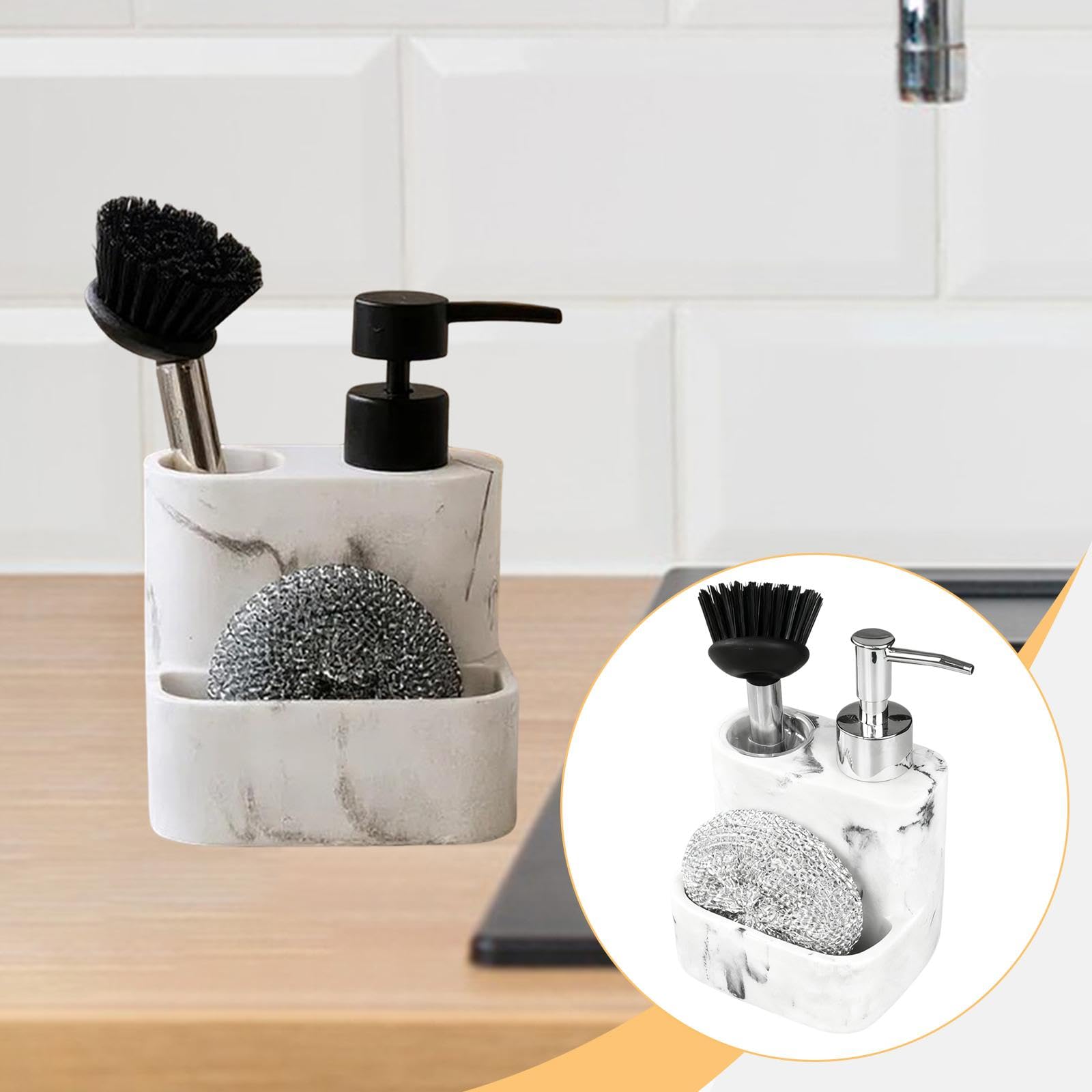 Dispenser per detersivo per Piatti 3 in 1, Contenitore con Pompa a Pressione, Pratico, Facile da Usare, Accessorio Multiuso, Gadget da Cucina compatti