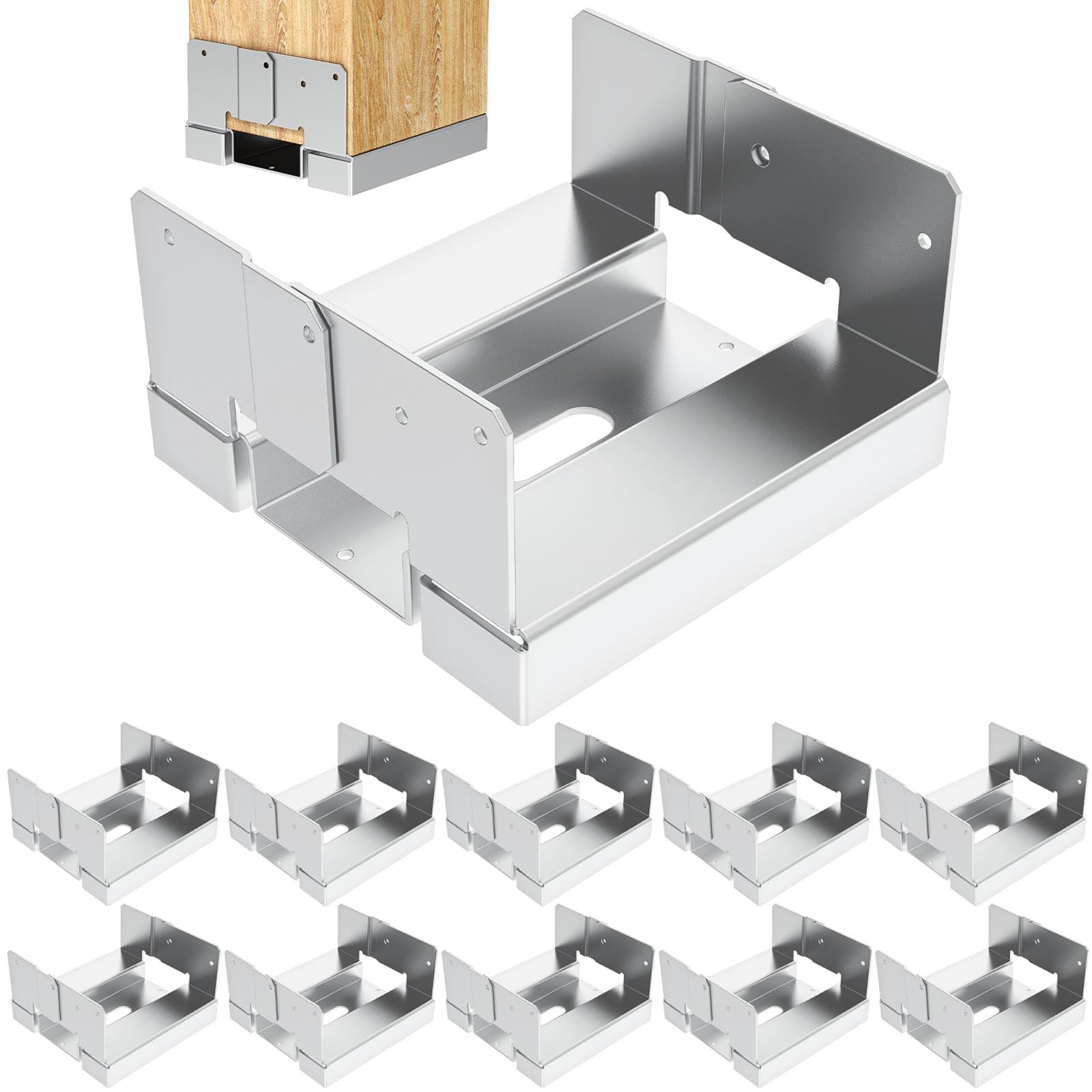 10 Pcs 4x4 Post Anchor Base Adjustable Metal Post Bracket Post Base Holder,Adjustable Galvanized Post Base Bracket for Concrete for Deck Patio/Gazebo/