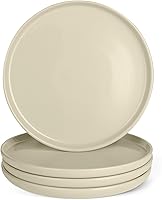 Amazon Basics 10.5-Inch Glazed Stoneware Dinner Plates Set of 4, Ivory - Stain-Resistant, Microwave, Dishwasher & Freezer Safe