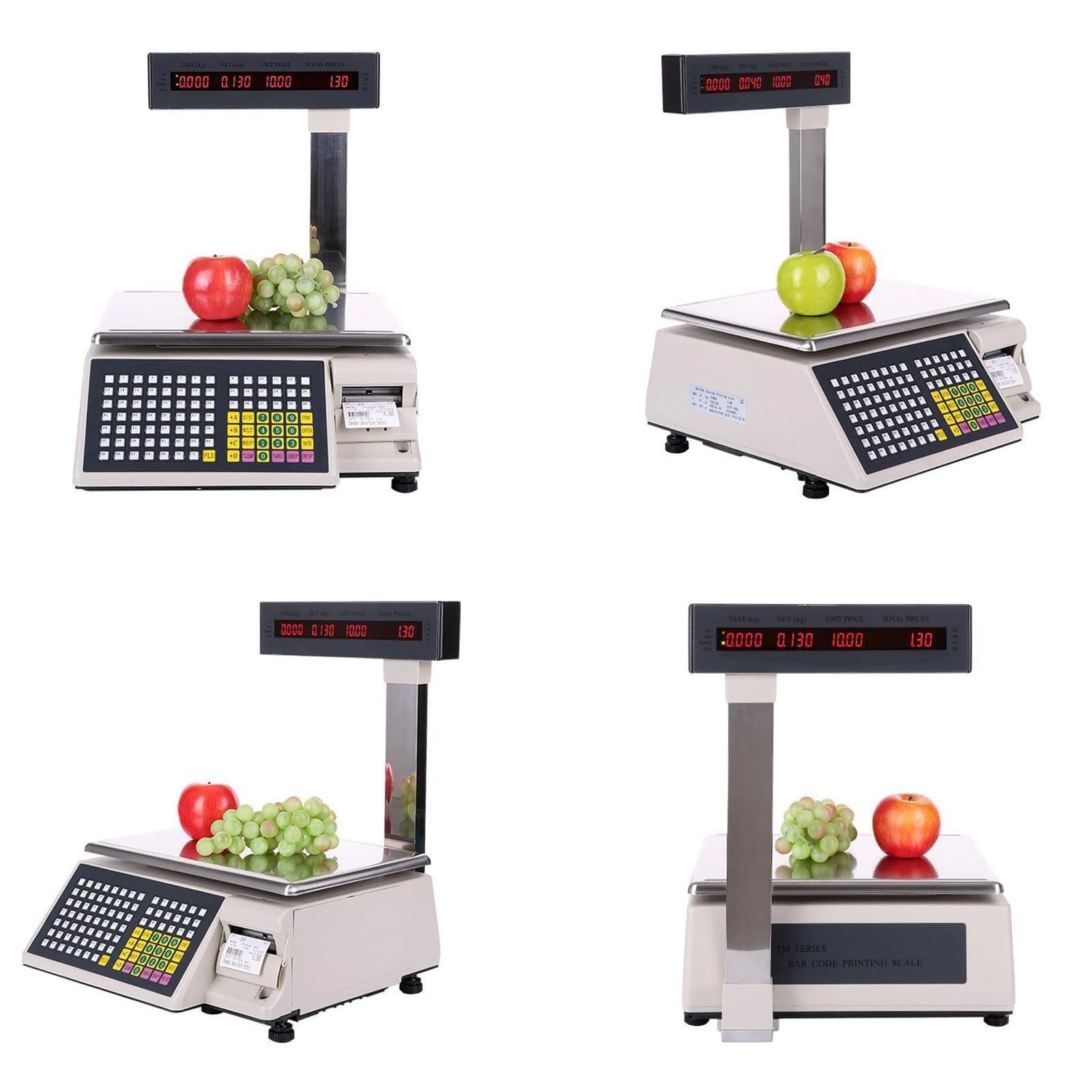 HPTHLY Commercial Price Computing Scale,Electronics Barcode Scale Cash Register,Digital Price Label Printing Scale,Label Printer Scale with Double-Sided LED Display+71 Shor