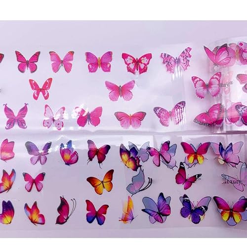 Miniatura 5 de Calcomanía de arte de uñas de mariposa para uñas, calcomanía de transferencia de flores, papel de cielo estrellado, láminas de transferencia de uñas