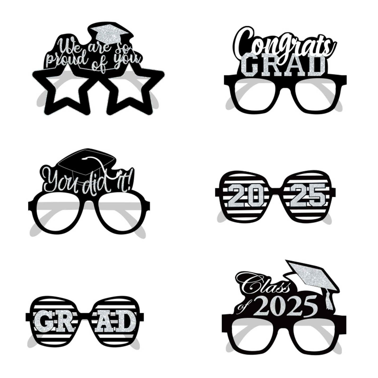Xjdzineq Of 6 Graduation Photography Props Funny Themed Glasses for Class of 2025 Party Decoration Party Table Centerpieces