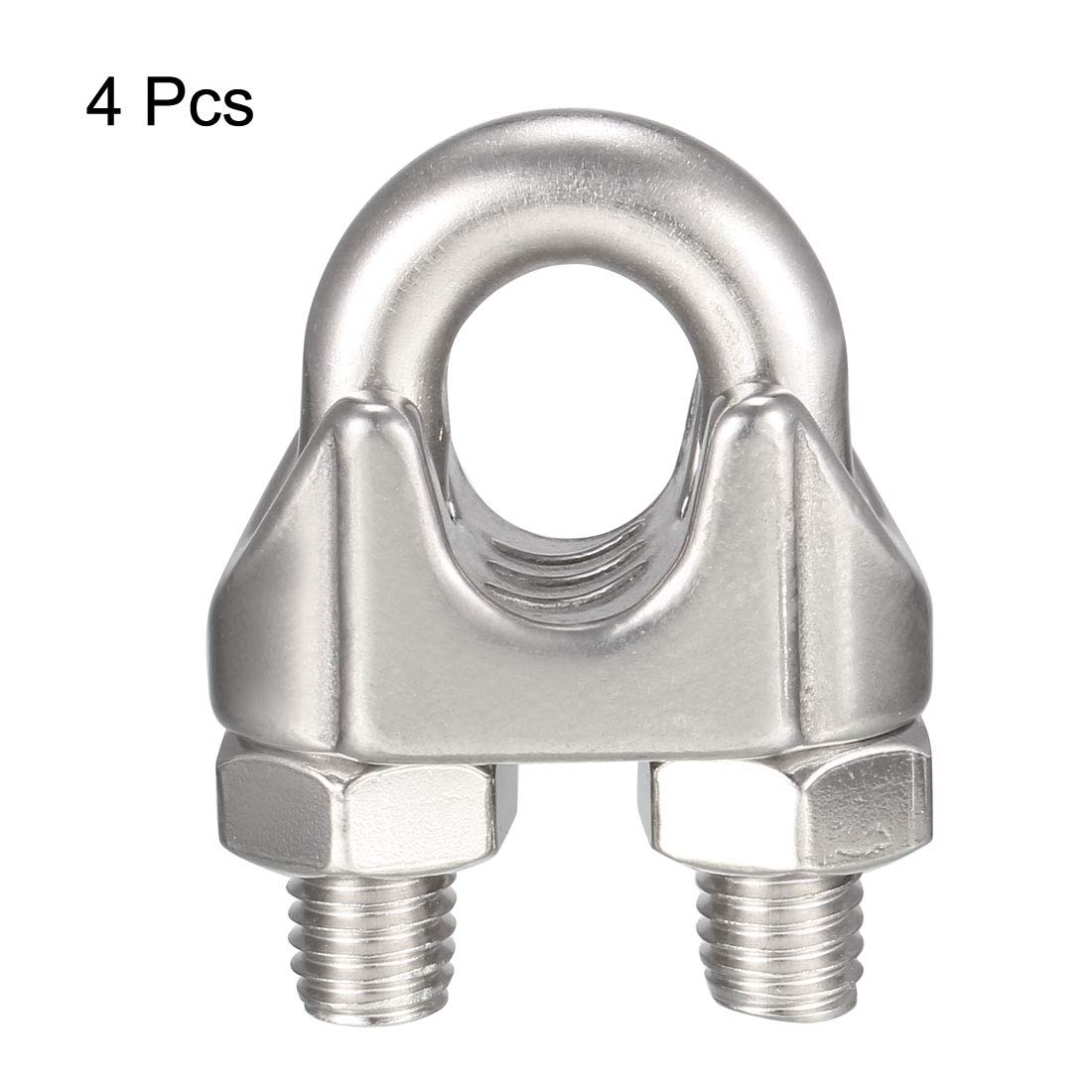 uxcell 4pcs Stainless Steel Cable Clip Saddle Clamp for 1/2-inch Wire Ropes