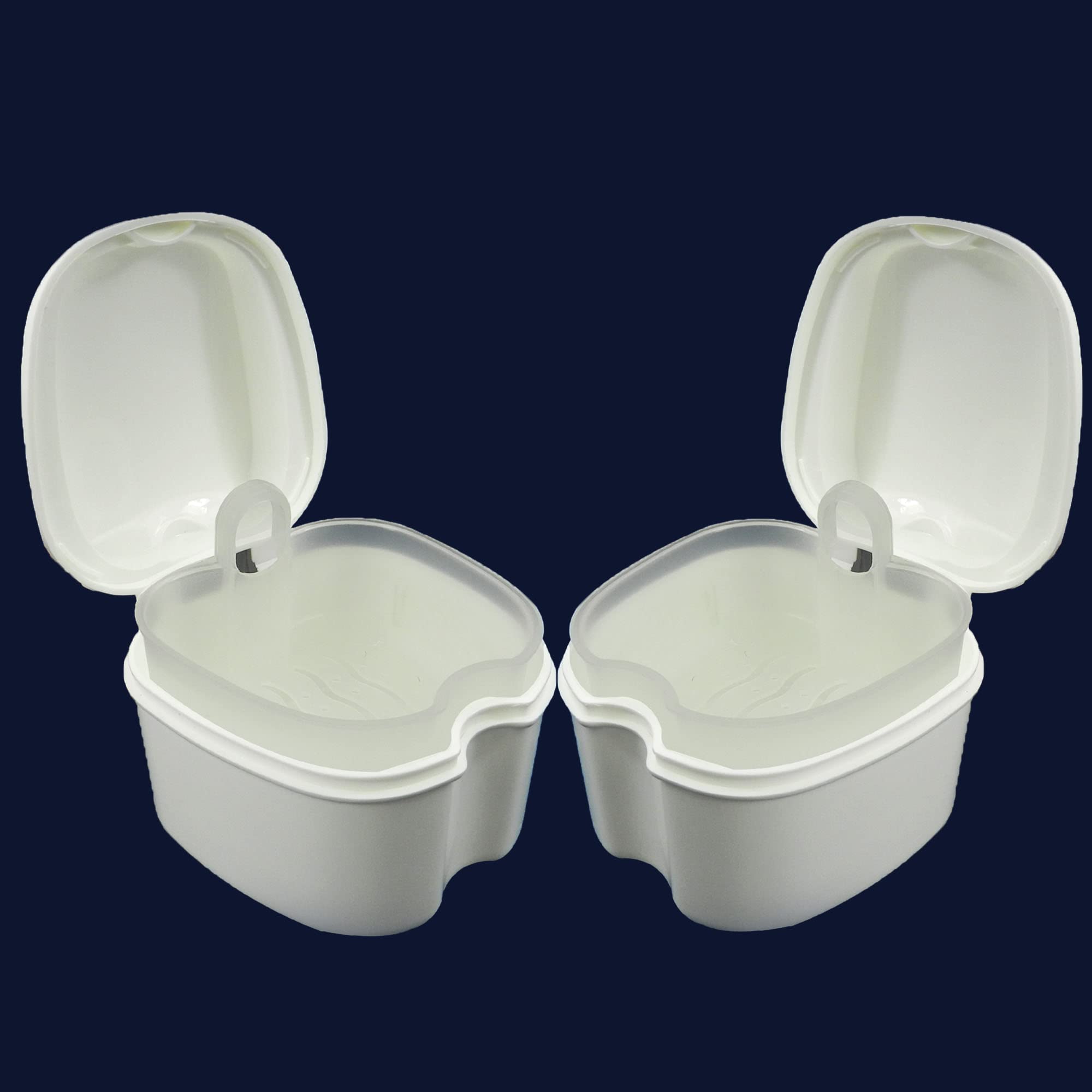 Dentosmile Denture Box in White Color - Dental Orthodontic Retainer Case | Teeth Storage Box, Denture Storage Case Fake Tooth Holder with Strainer (2) 2