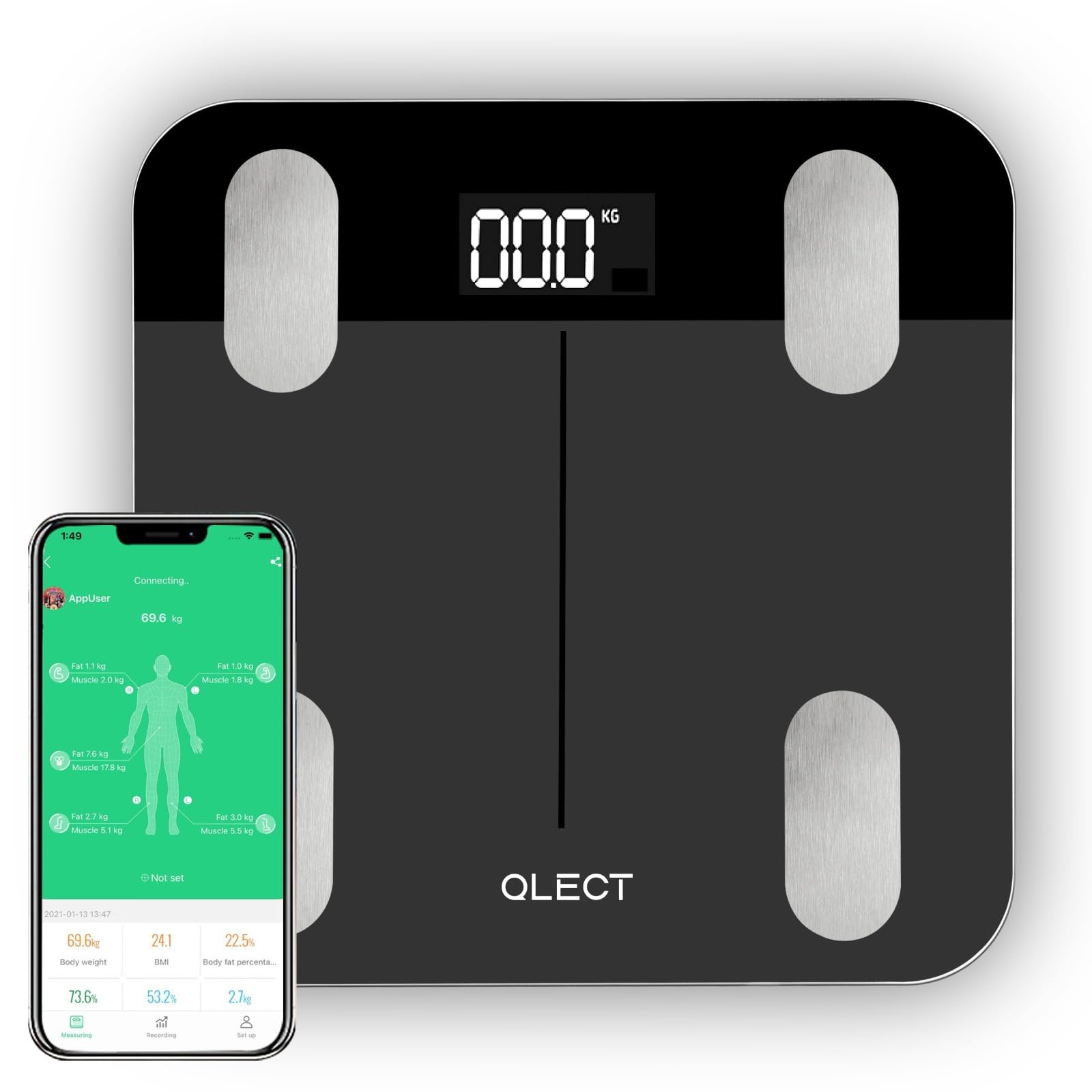 Smart BMI Weight Machine for Body Weight with 18 Body Parameters Sync with Mobile App, Body fat Analyzer Machine with 2 Yrs Warranty Bluetooth Weighing Machine