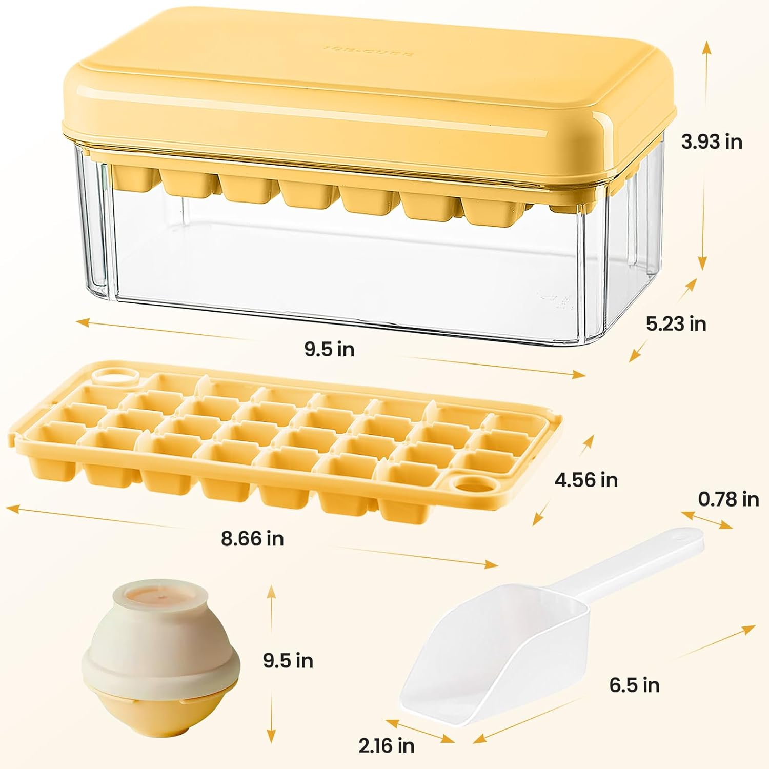 Ice Cube Tray with Lid and Bin, 60 pcs Ice Cubes Molds for Freezer, Ice Freezer Container, Ice Trays Kit with 2 Trays, Scoop & Ice Ball Molds, Flexible Trays, Ice Makers for Whiskey, Cocktail