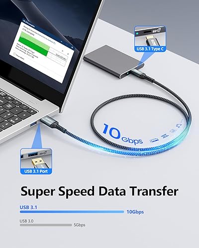 Miniatura 3 de SUNGUY - Cable USB 10 Gbps para Android Auto de 3 pies, cable USB C 3.1 Gen2 de 3A para transferencia de datos, cable USB C para CarPlay de carga