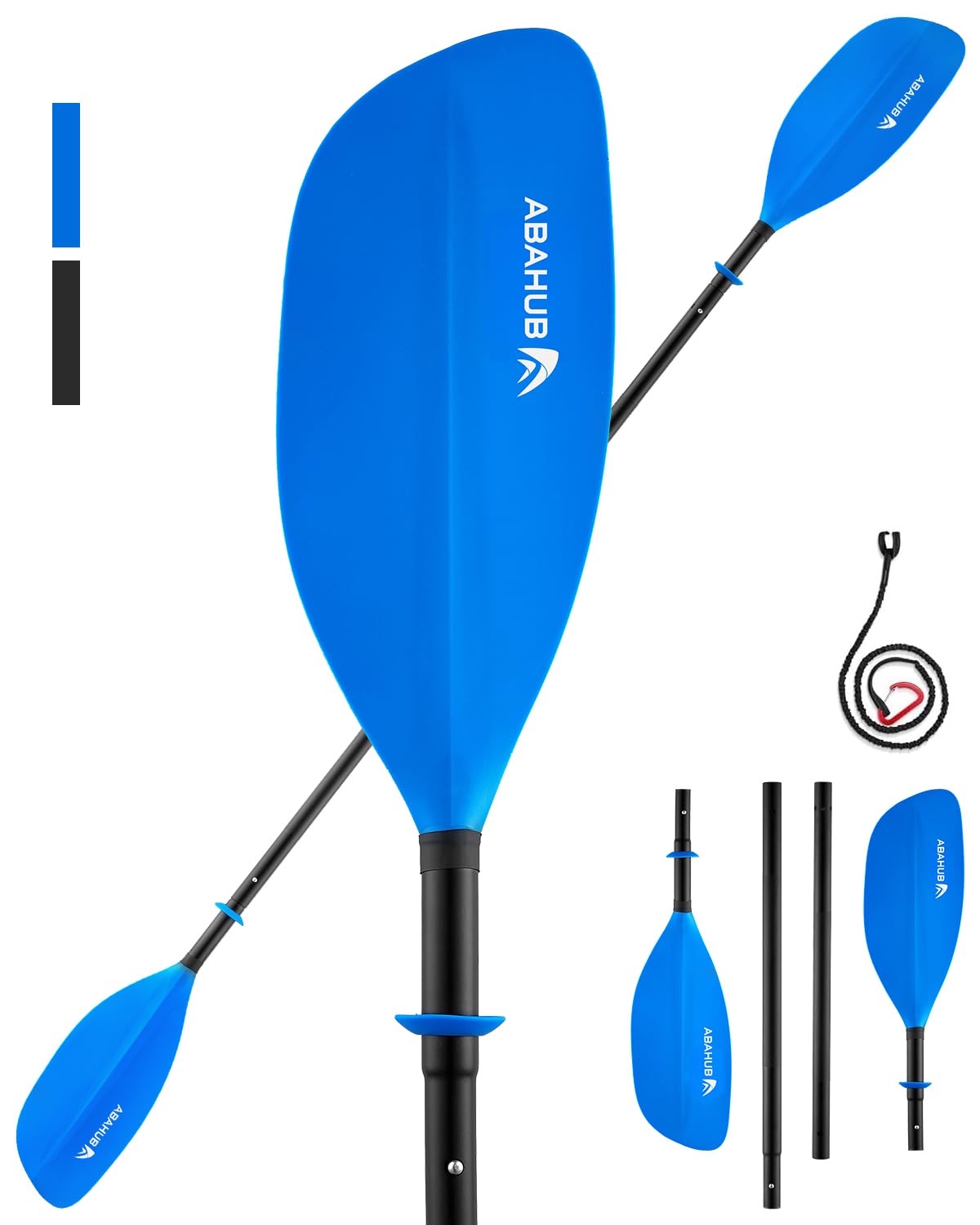 Abahub 4-teiliges Doppelpaddel 230 cm – Kajakpaddel Aluminium, zerlegbar & tragbar, perfekt für unterwegs auf Kajak & Schlauchboot, schwimmfähig