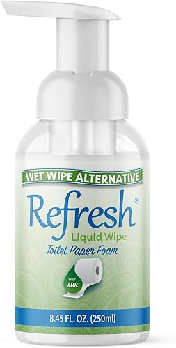 Refresh Liquid Wipe Espuma de papel higiénico, alternativa ecológica a toallitas húmedas, limpia y calma con hamamelis y aloe, seguro para