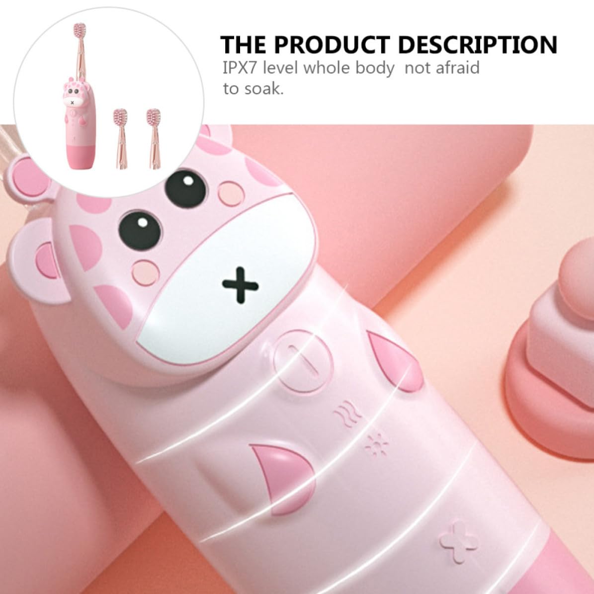 UKCOCO Cepillo de Dientes Eléctrico Sónico con Velocidad Ajustable y Diseño, Material Silicona y Pc, Adecuado para Cuidado Bucal Infantil