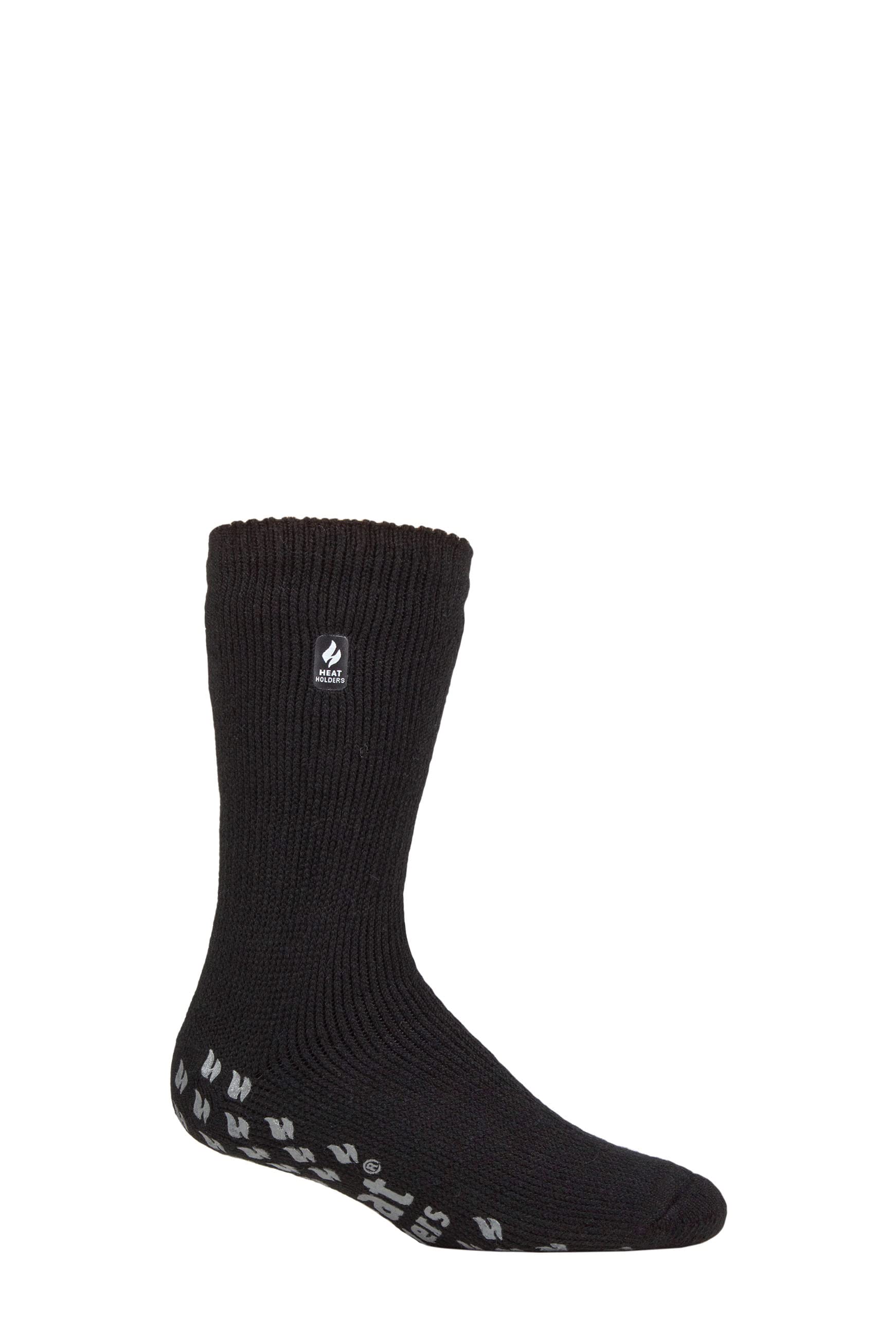 Heat Holders Men's Black Sockshop 2.3 Tog Plain Slipper Socks With Grips On The Sole Pack Of 1 6-11