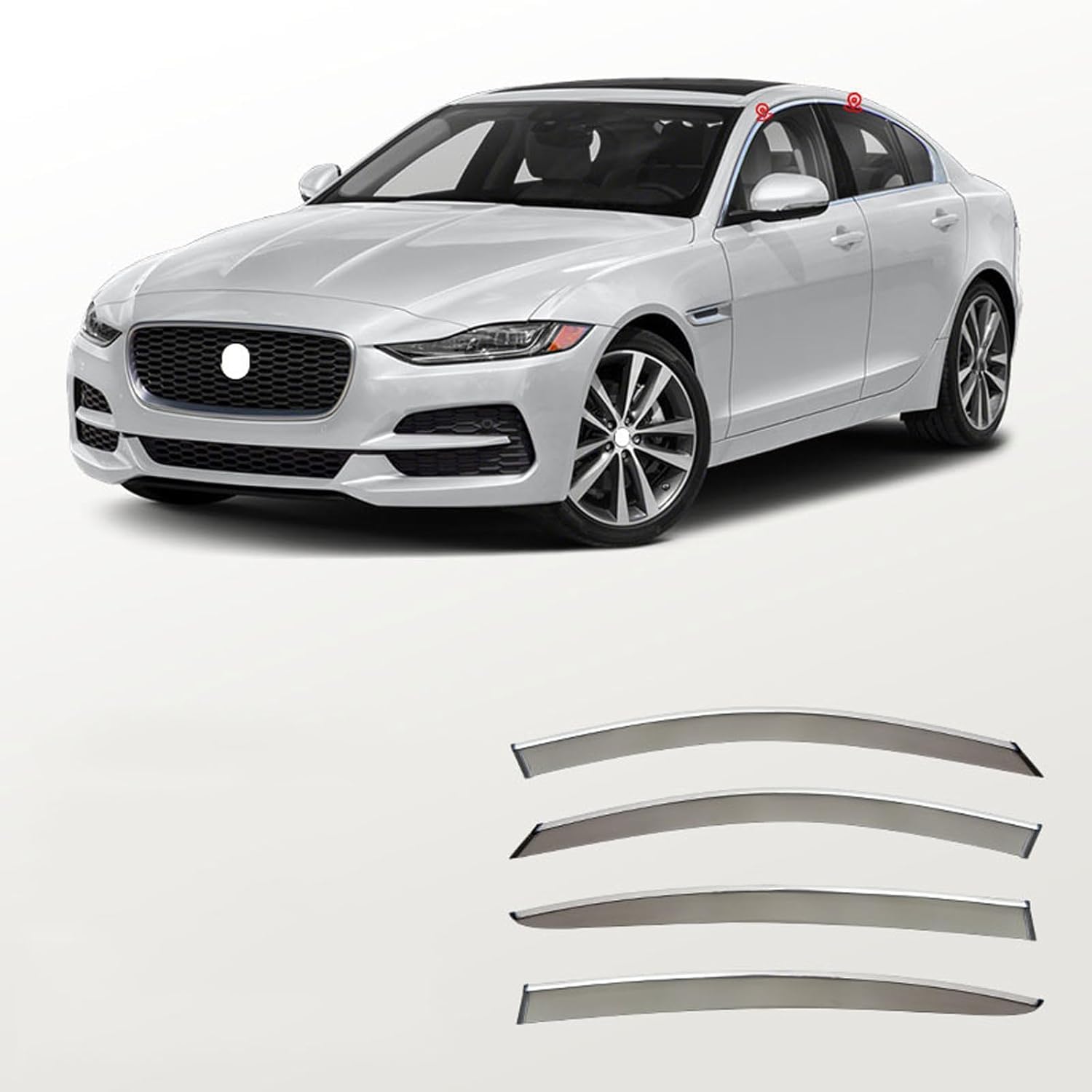 Wind Deflectors For Jaguar XEL 2018+, Window visor Tinted in Channel Fitment Sun Visors/Rain Shield/Wind Shield