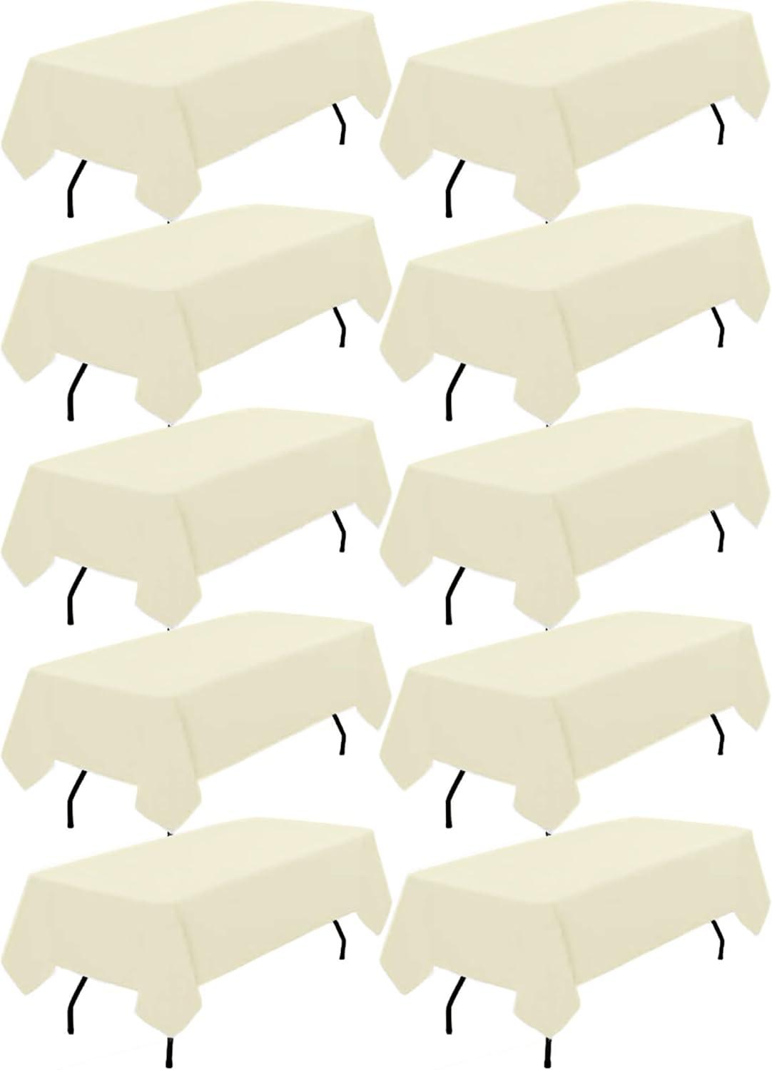 10 Pack Ivory Tablecloths for 6 Foot Rectangle Tables 60 x